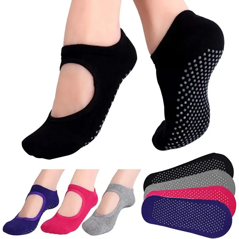 Pilate Yoga Workout - 1-3pairs Backless Non-slip Fitness Yoga Socks