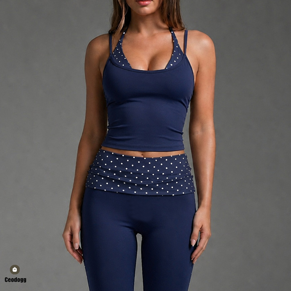 Pilate Yoga Workout - Polka Dot Women Strap Halter Yoga